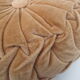 Vintage round cushion in velvet grège / chamois of 36cm in diameter