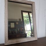 Small patinated wooden linen mirror