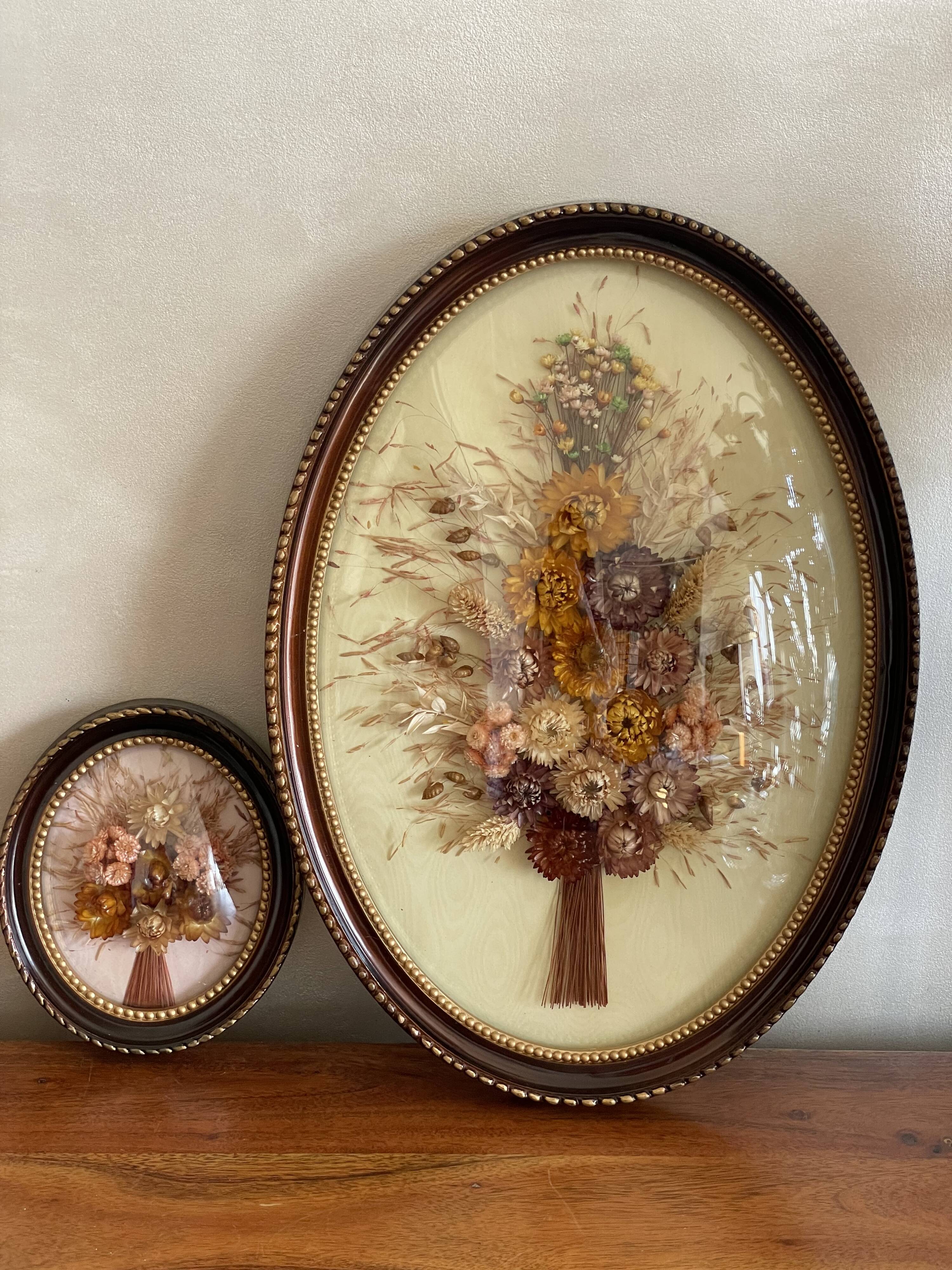 Duo of dried flower bouquet frames