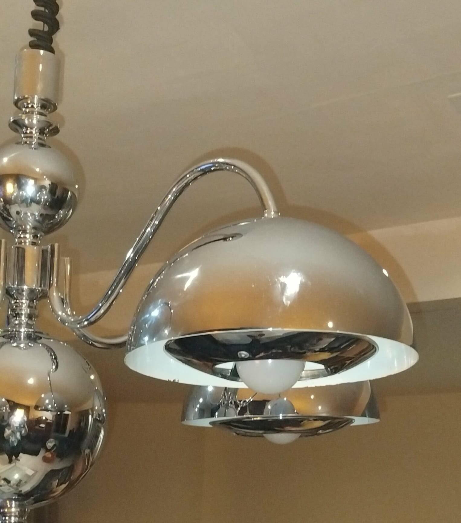 Chrome chandelier by gioffredo reggiani, 1970s