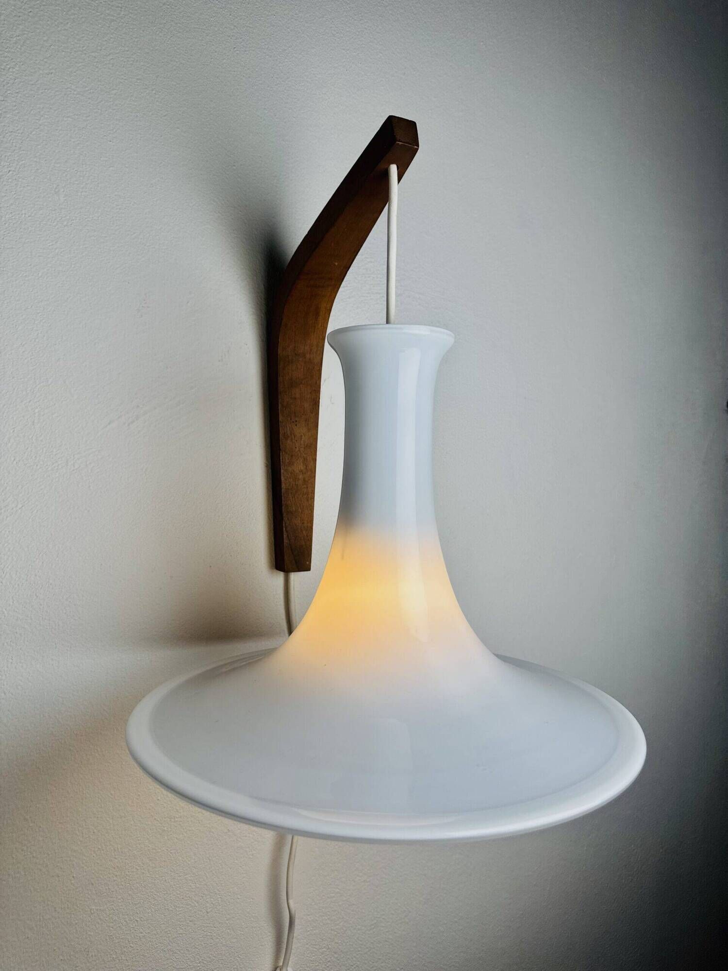 Model 491 Mandarin Wall Light In Milk Glass By Michael Bang For Holmegaard, Denmark 1980S