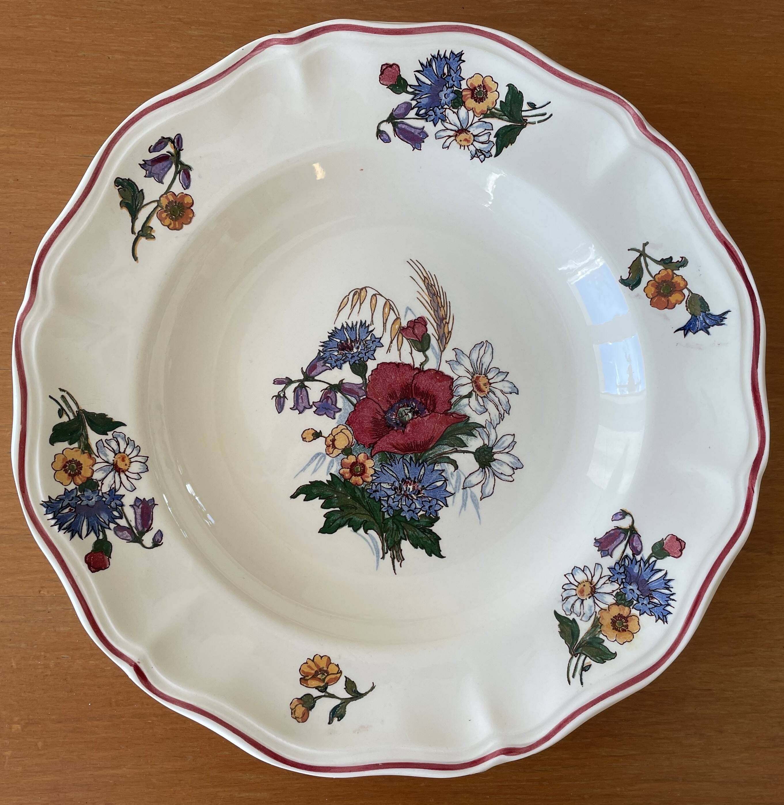 6 large antique deep plates in Sarreguemines earthenware
