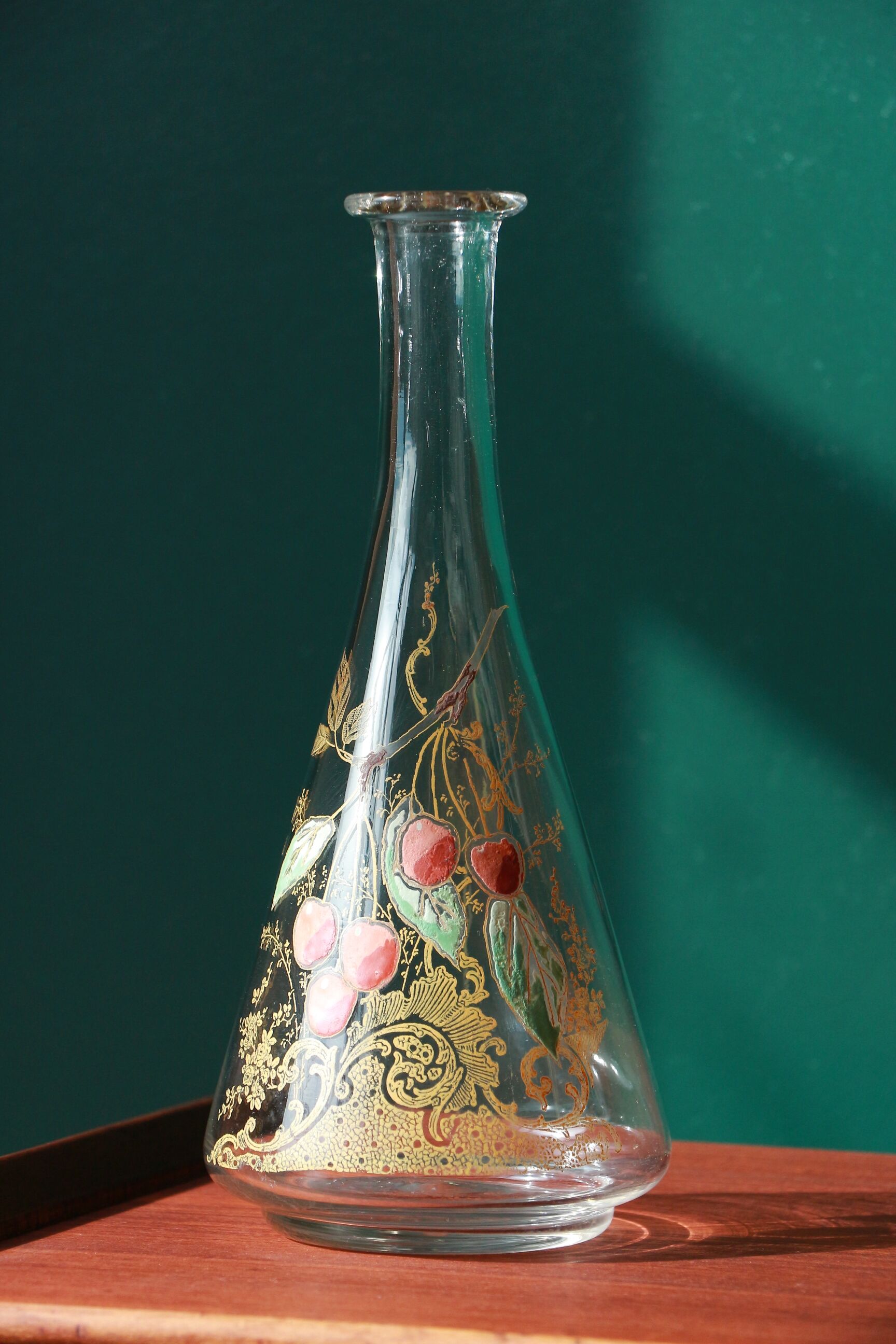 Liquor decanter - cherry decoration - art nouveau - Legras
