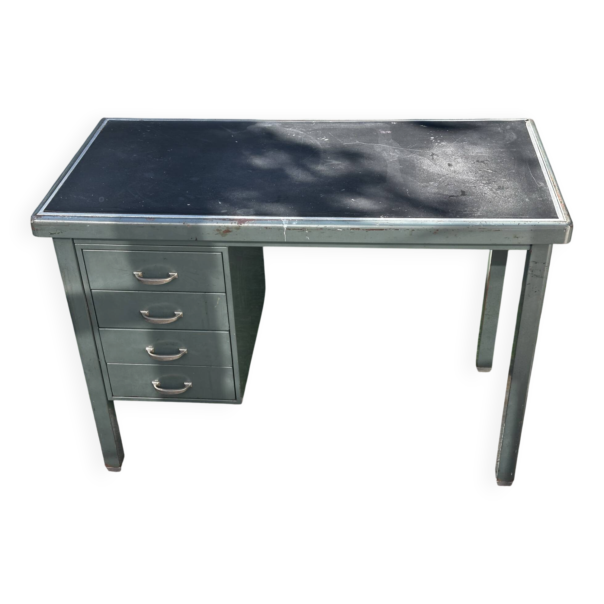 Vintage green metal industrial desk – 1950s