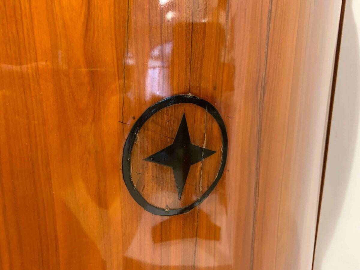 Biedermeier Corner Cabinet, Cherry Veneer, Ebony Inlay, South Germany circa 1820