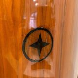 Biedermeier Corner Cabinet, Cherry Veneer, Ebony Inlay, South Germany circa 1820