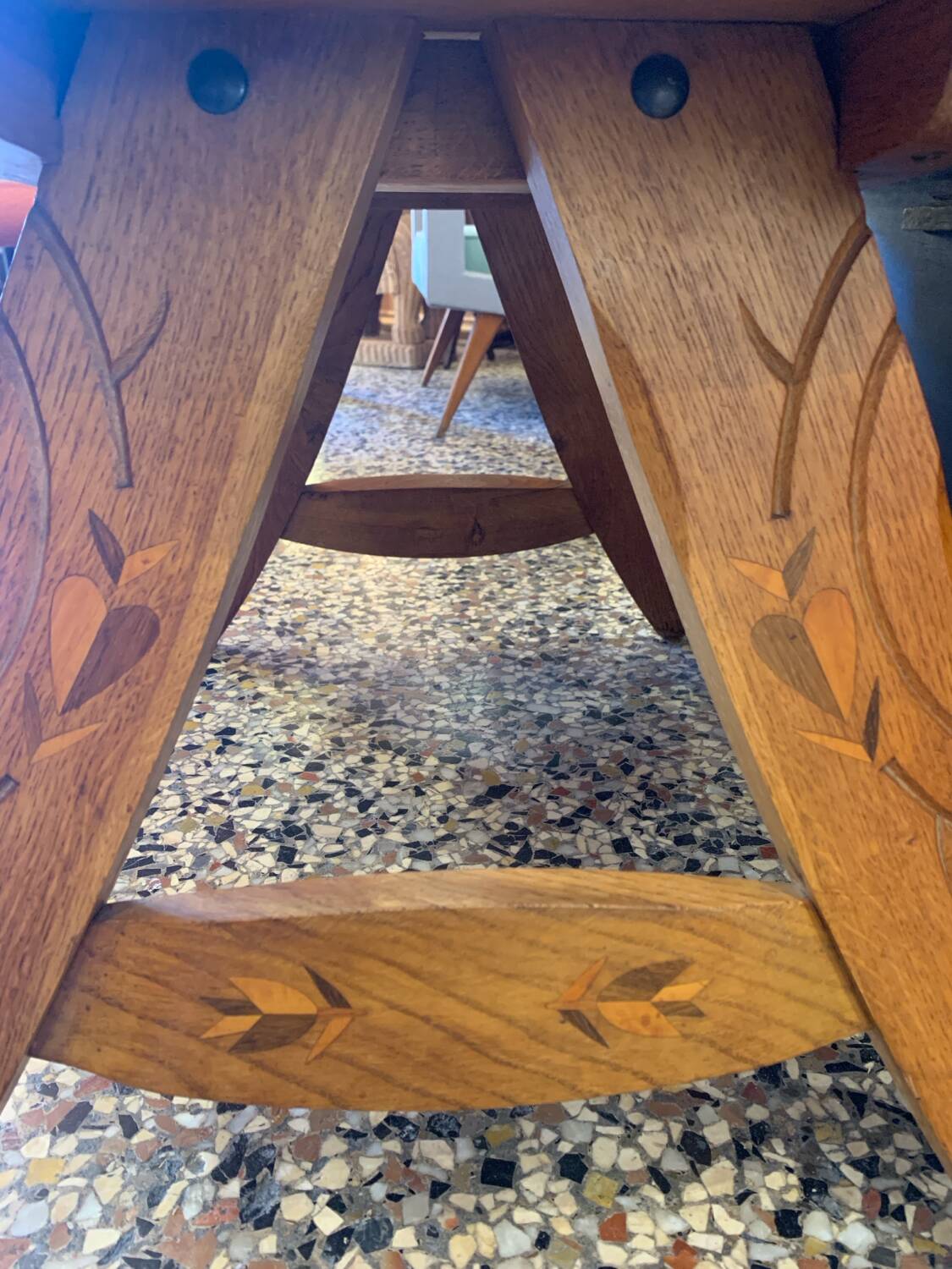 1950s coffee table in oak and ceramic tiles