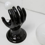 Main wall lamp in black ceramic 1960 original opaline globe