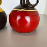 Set of two pottery vases "red yellow" objects by steuler ceramics germany, 1970s