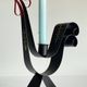 Vintage suede metal rooster-shaped candlestick
