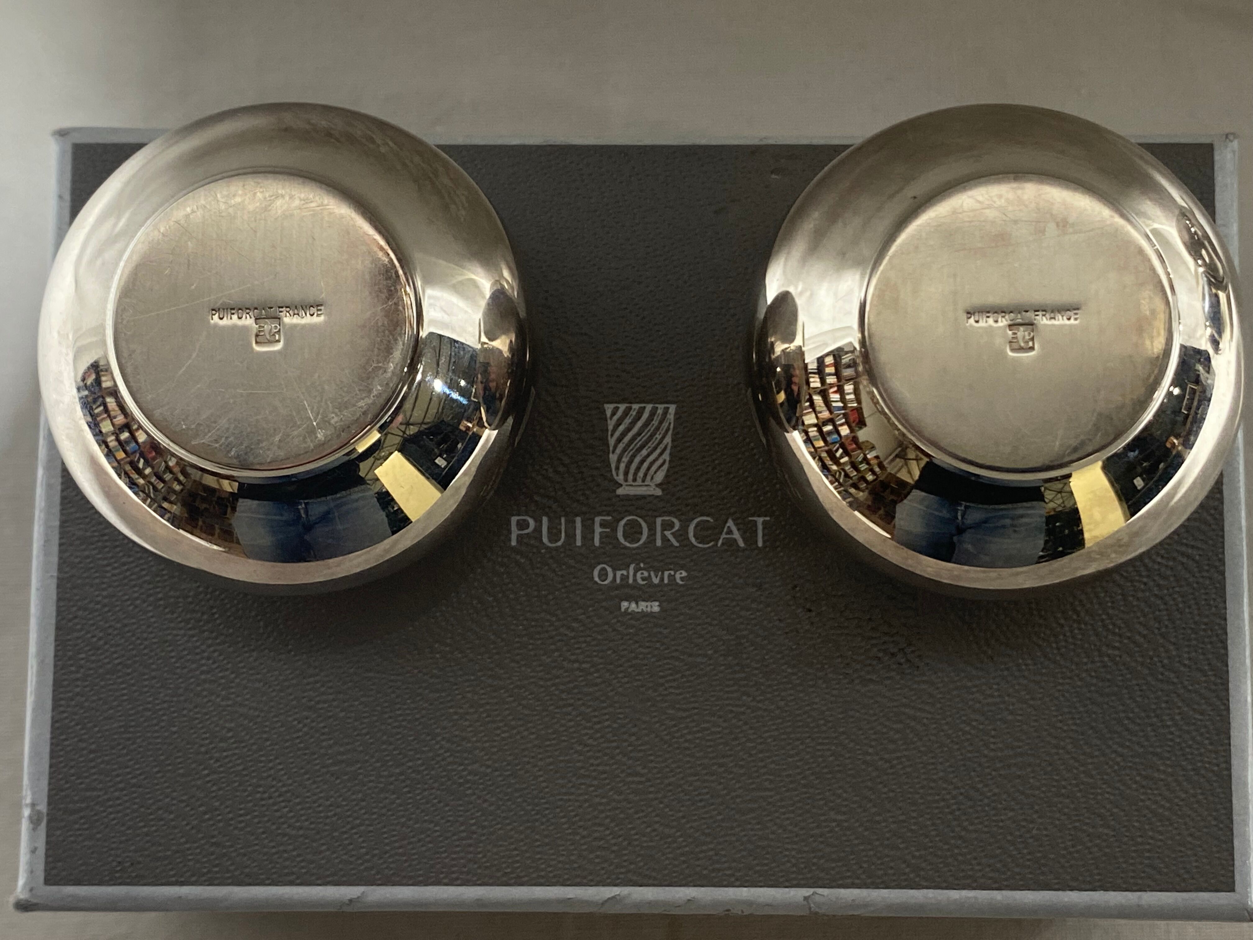 Set of three pieces pepper bowl, salt shaker pepper mill Puiforcat Paris