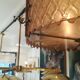 Patinated brass lurstre, and Murano glass