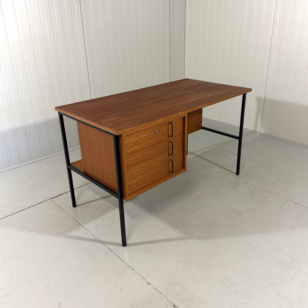 Günter Renkel teak and black steel free standing desk 1960’s
