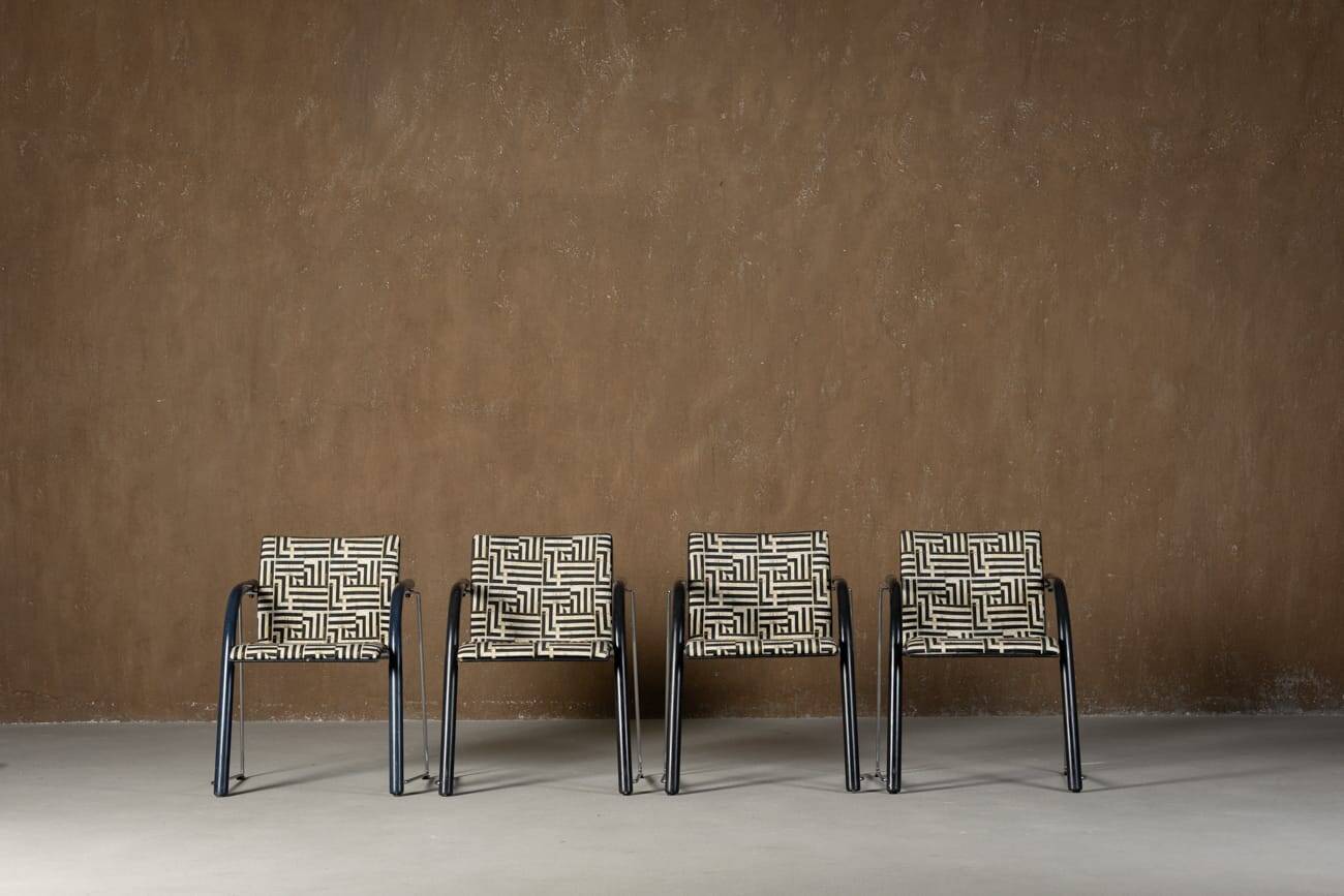 Vintage A 320 Armchair by Wulf Schneider & Ulrich Boehme for Thonet 1980’s in Myth Velvet (set of 4)