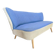 canapé vintage bleu et blanc