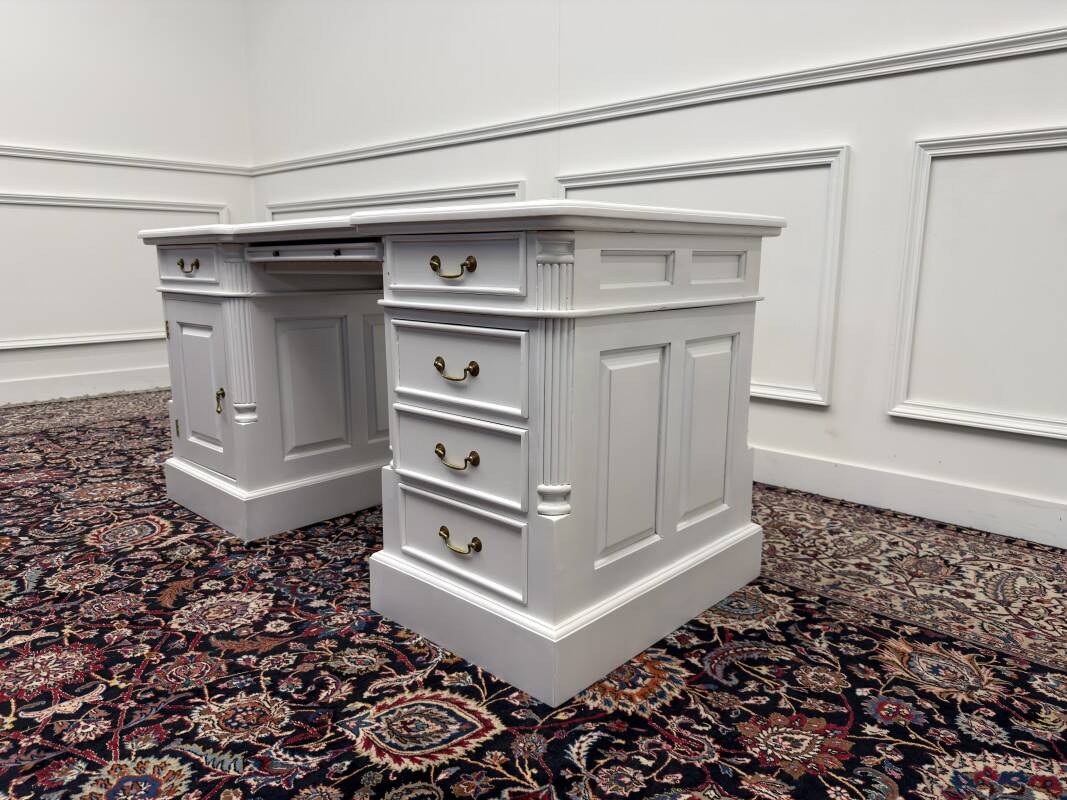 Classic English White Chesterfield Desk