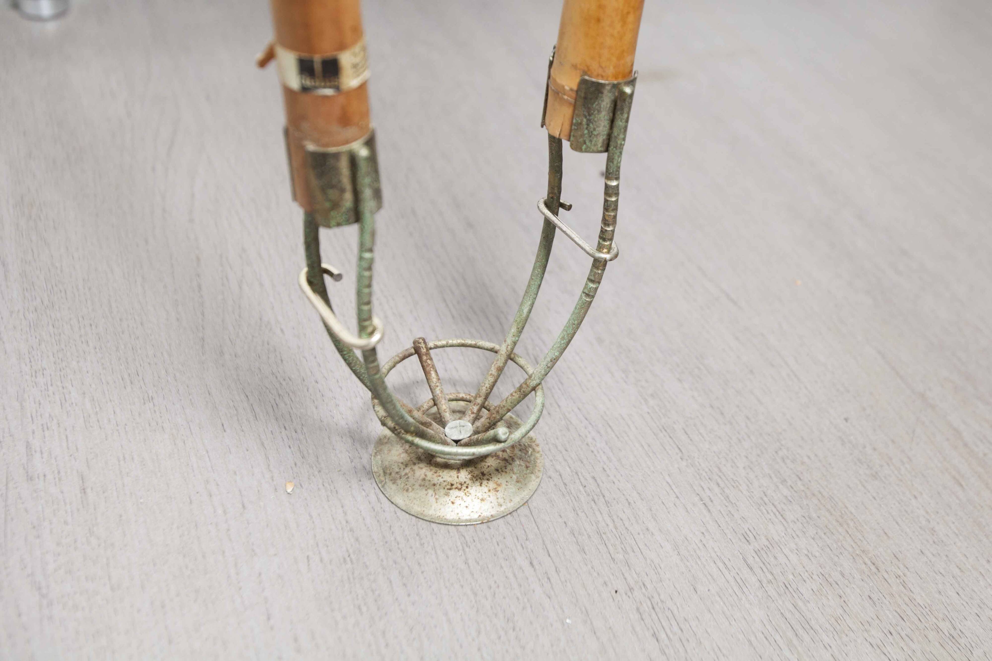Indoor rotating plant holder 1960 bamboo and brass