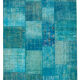 Hand-knotted oriental overdyed 170 cm x 244 cm turquoise patchwork rug