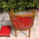 Fauteuil et repose pieds cuir Rouge