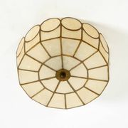 Beautiful round Mid-Century Modern ceiling or wall lamp made of Capiz