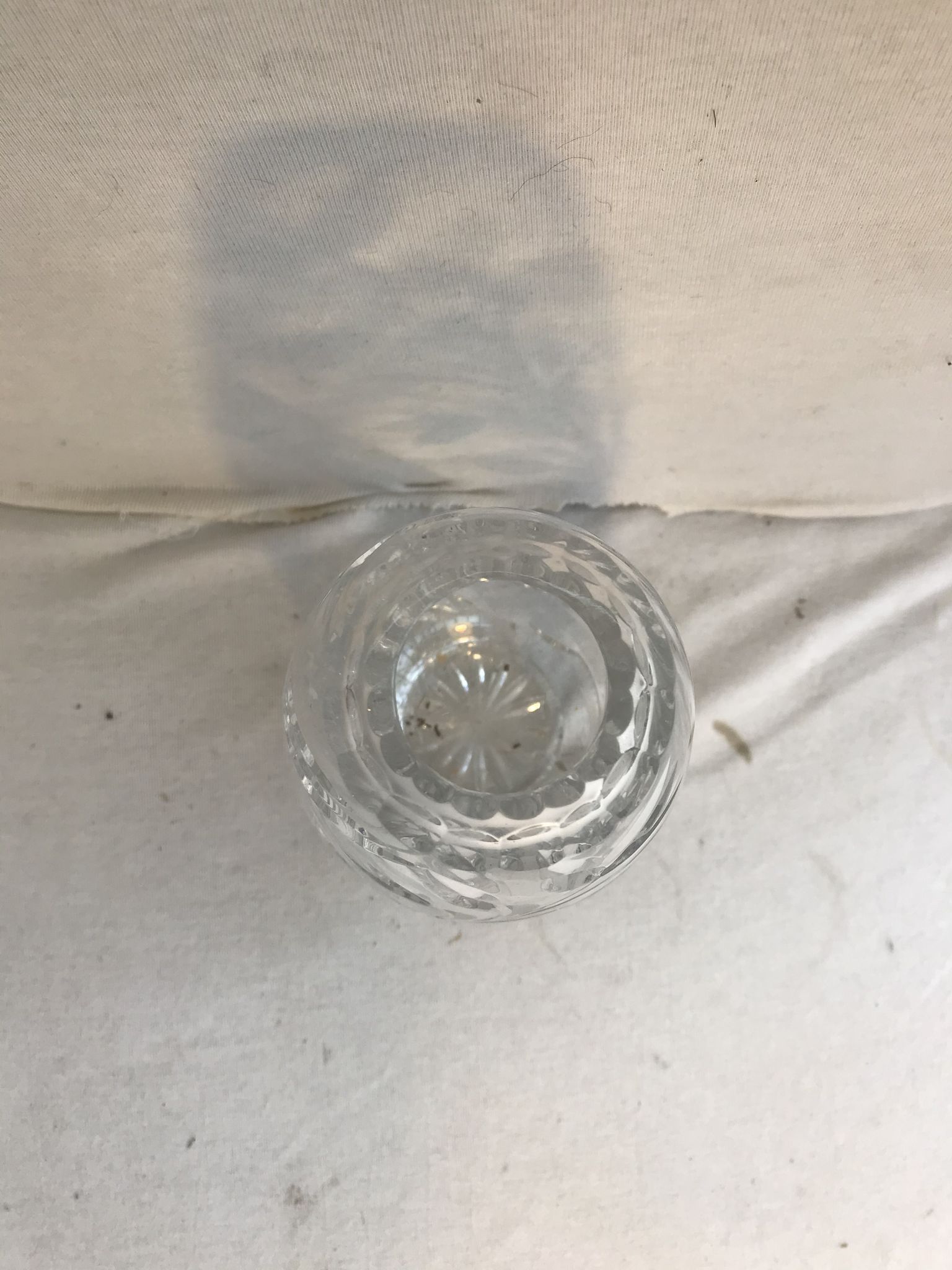 Antique crystal vase cut & polished flower design made in France