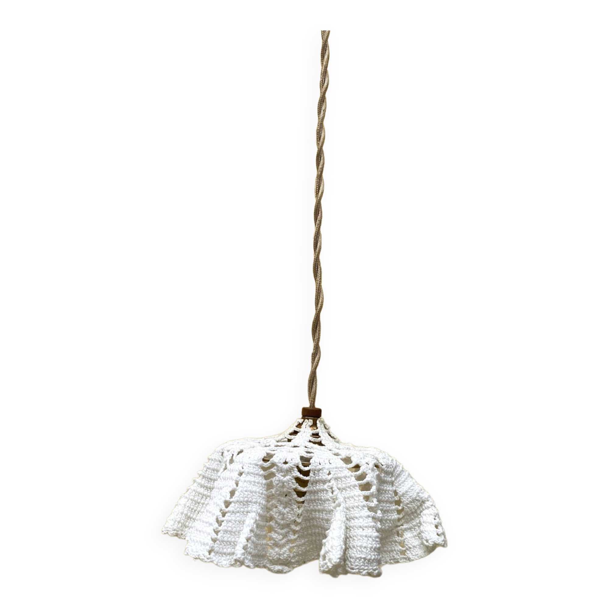 Fabric, glass, brass portable lamp, 3m cable