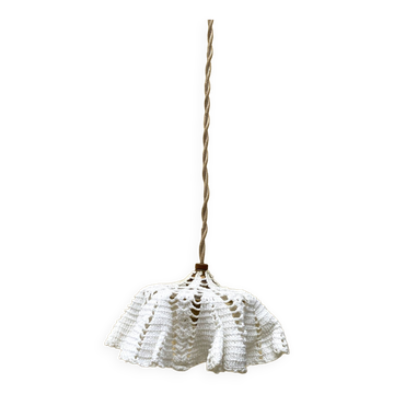 Fabric, glass, brass portable lamp, 3m cable