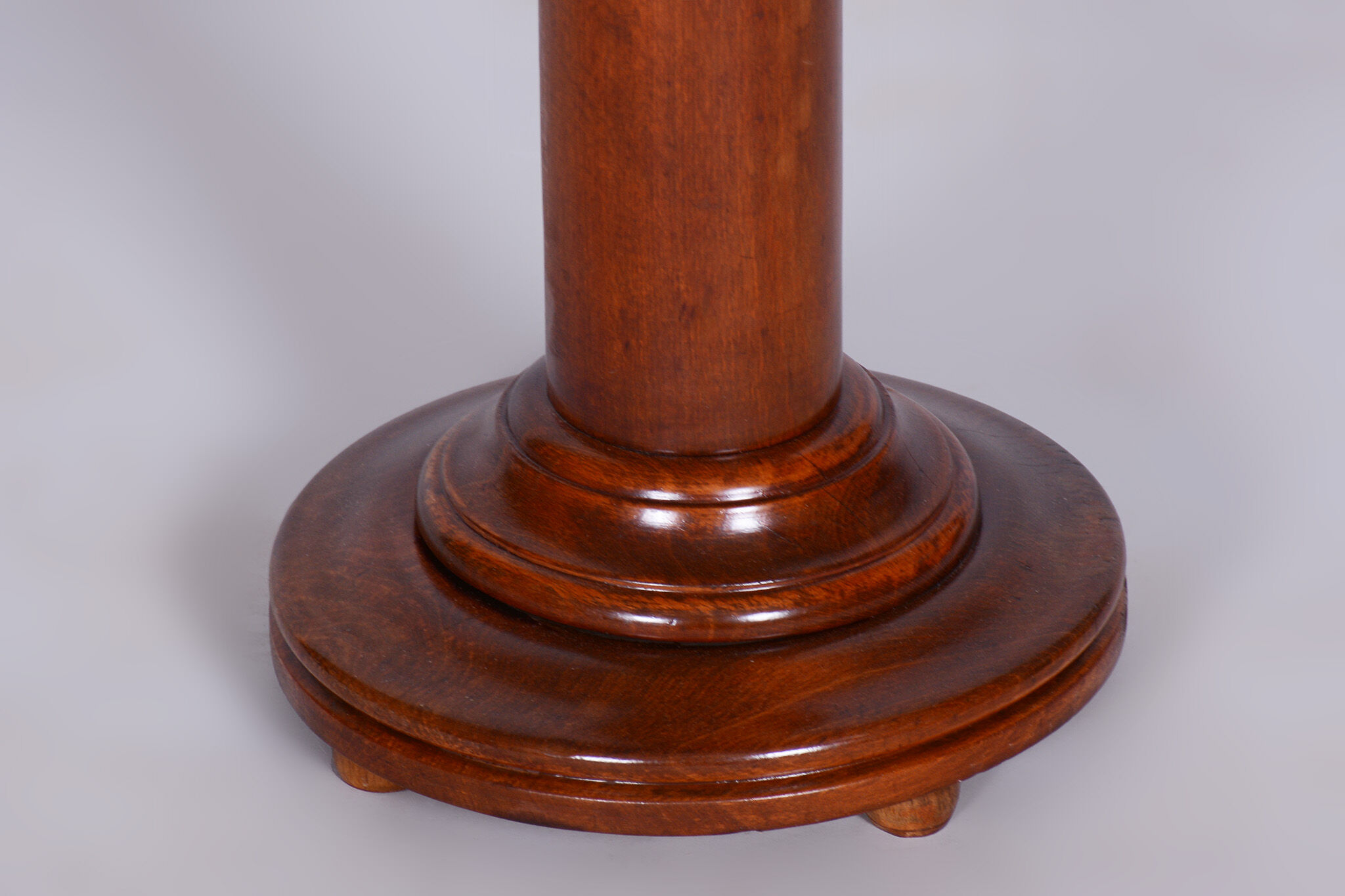 Restored art deco pedestal, beech, walnut, 1920s, czechia