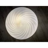 Plafonnier ou applique murale contemporaine italienne en verre de Murano aux tourbillons blancs et laiteux