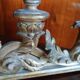 Ancien bougeoir d'autel avec cartagloria en bois doré XVIIIe siècle