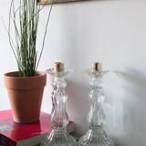 Pair of Roger Gallet glass candle holders