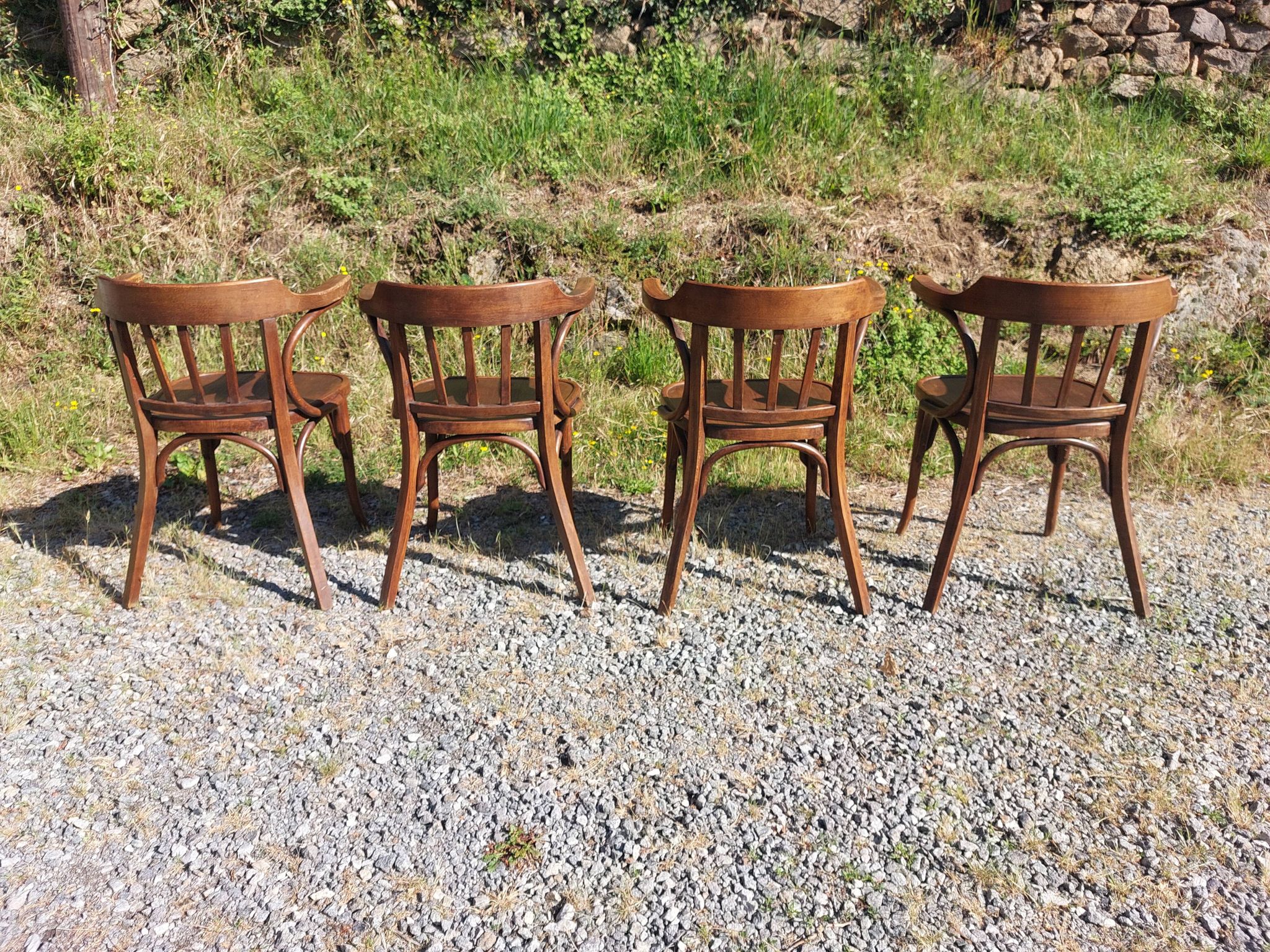 4 fauteuils Baumann en bois courbé