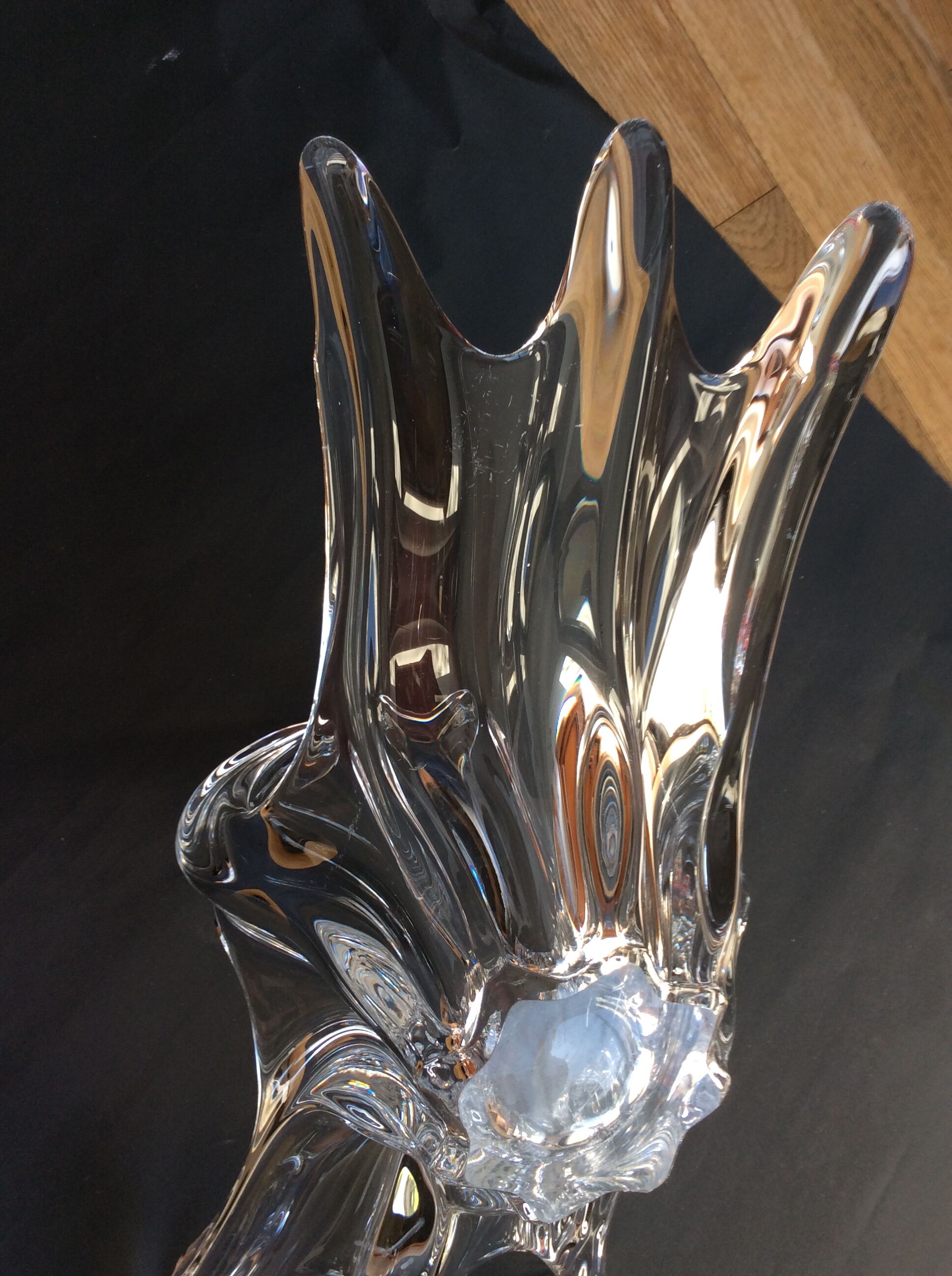 Crystal fruit cup with handles Art Vannes France - vintage