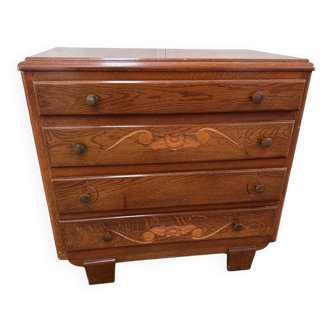 Solid oak chest of drawers