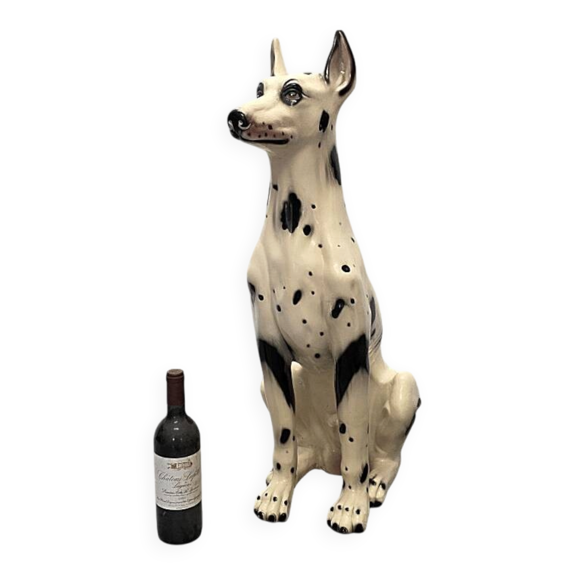 Large Italian Vintage Ceramic Harlequin Dog, 1970/80s