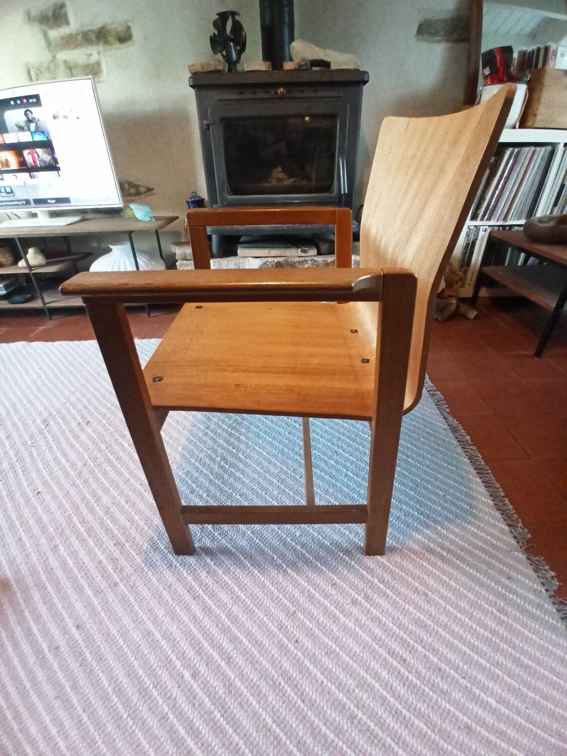 Fauteuil en chêne clair et contreplaqué moulé scandinave