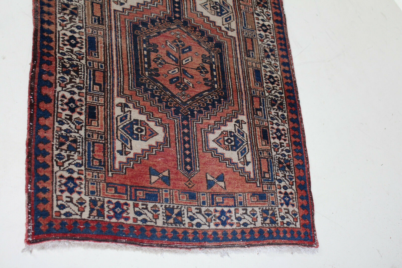 Tapis vintage à franges afshar 106x231cm