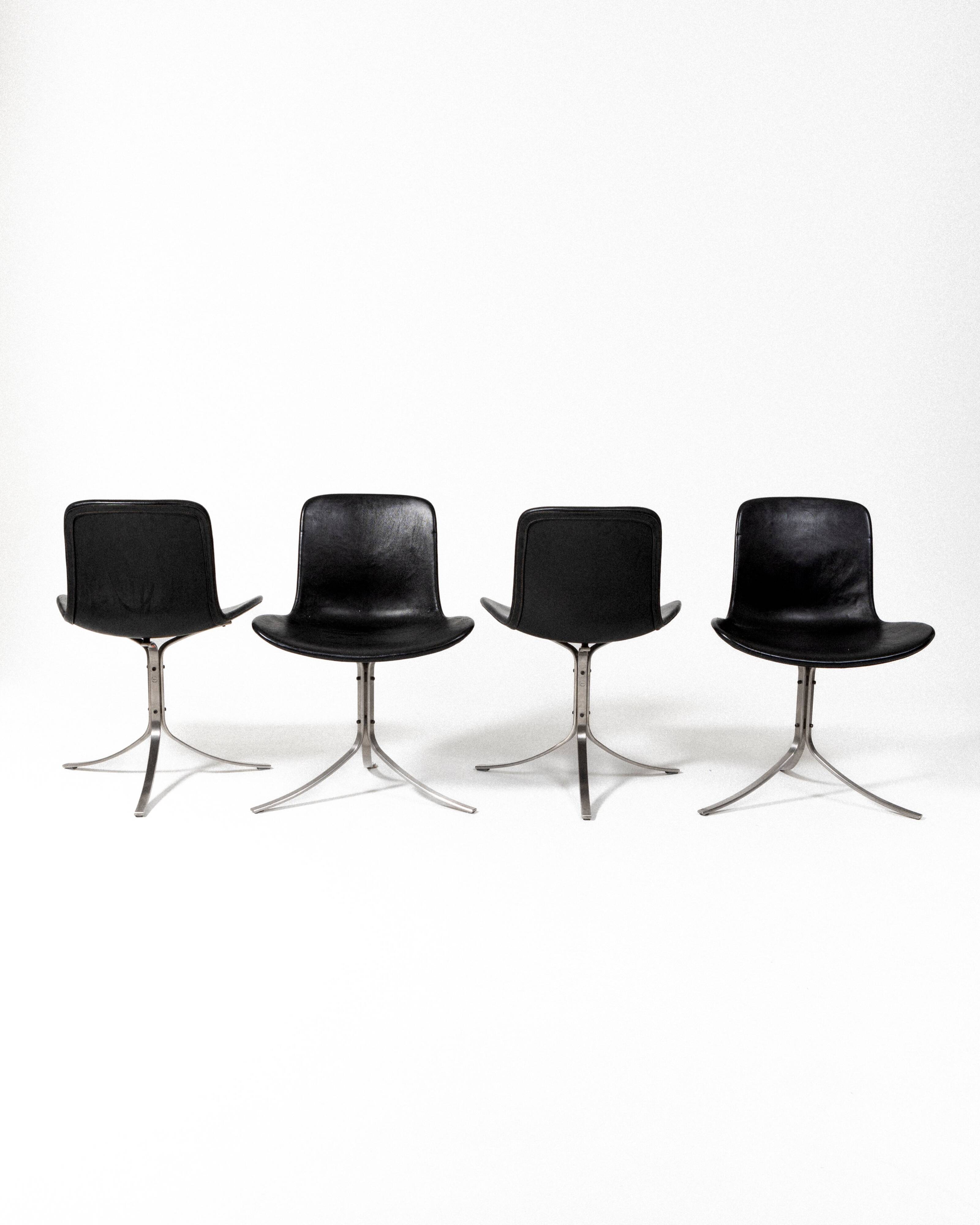Set of 4 Pk9 chairs, Poul Kjaerholm, 1960s