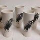 8 Vintage France Hand Painted Ceramic Cups