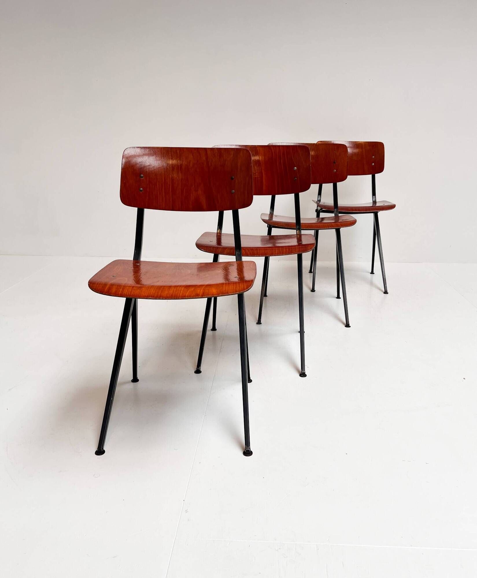 Set of 4 school chairs by Ynske Kooistra for Marko Holland, 1960s.