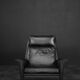 Mid-century Danish black leather swivel chair by Georg Thams, 1960s.