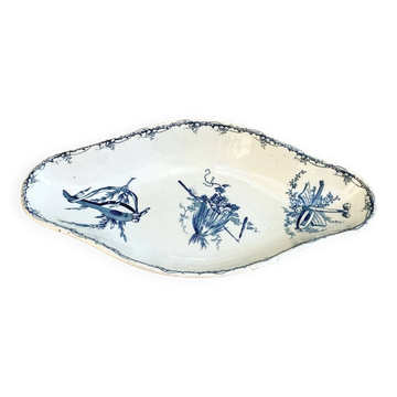 Large K&G Luneville Terre de Fer earthenware dish, Sepia blue country model