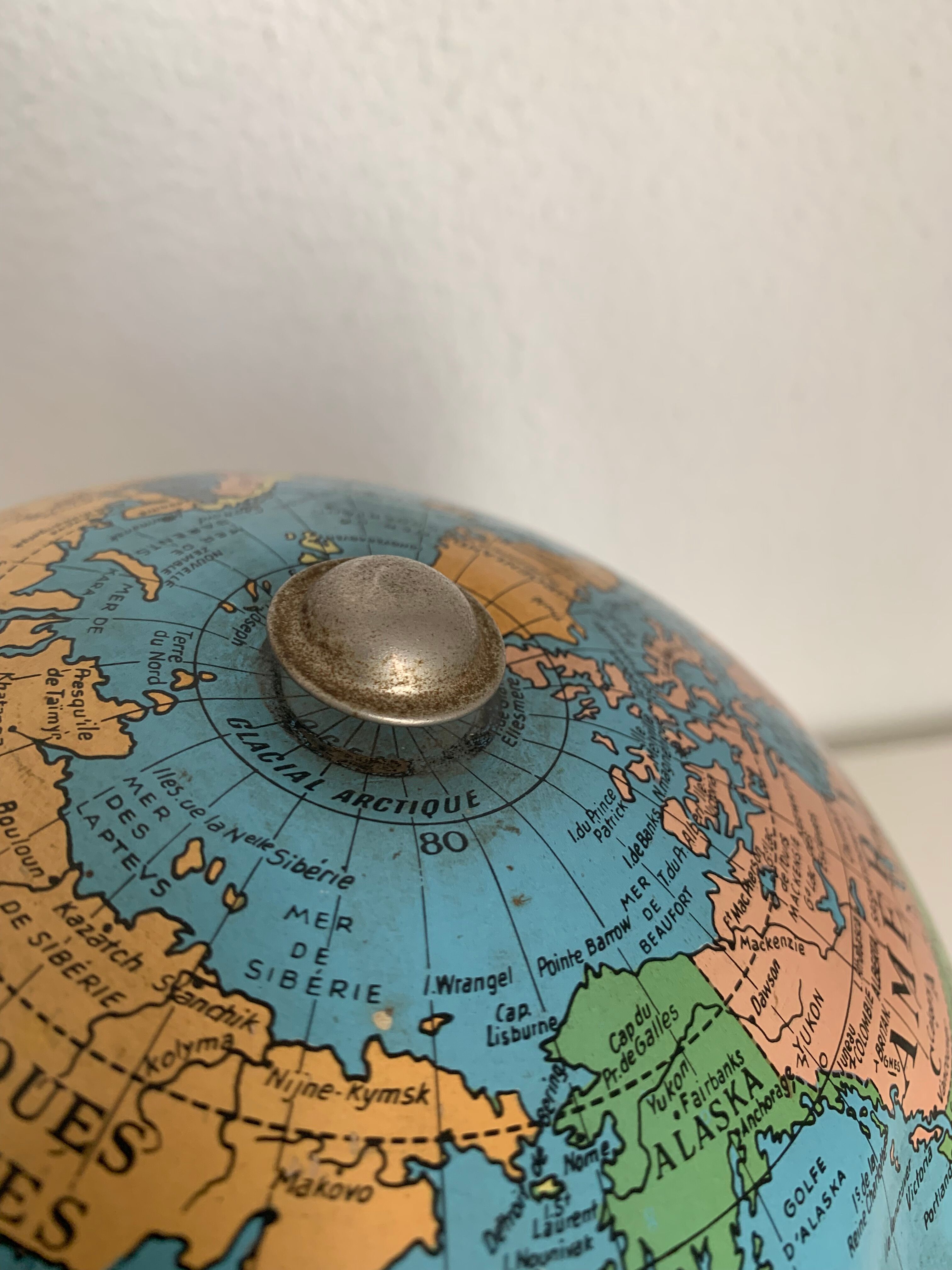 Vintage globe 1960 terrestrial Taride tripod - 28 cm