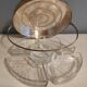 Silver metal servant with 5 carved glass raviers