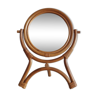 Vintage bamboo table mirror