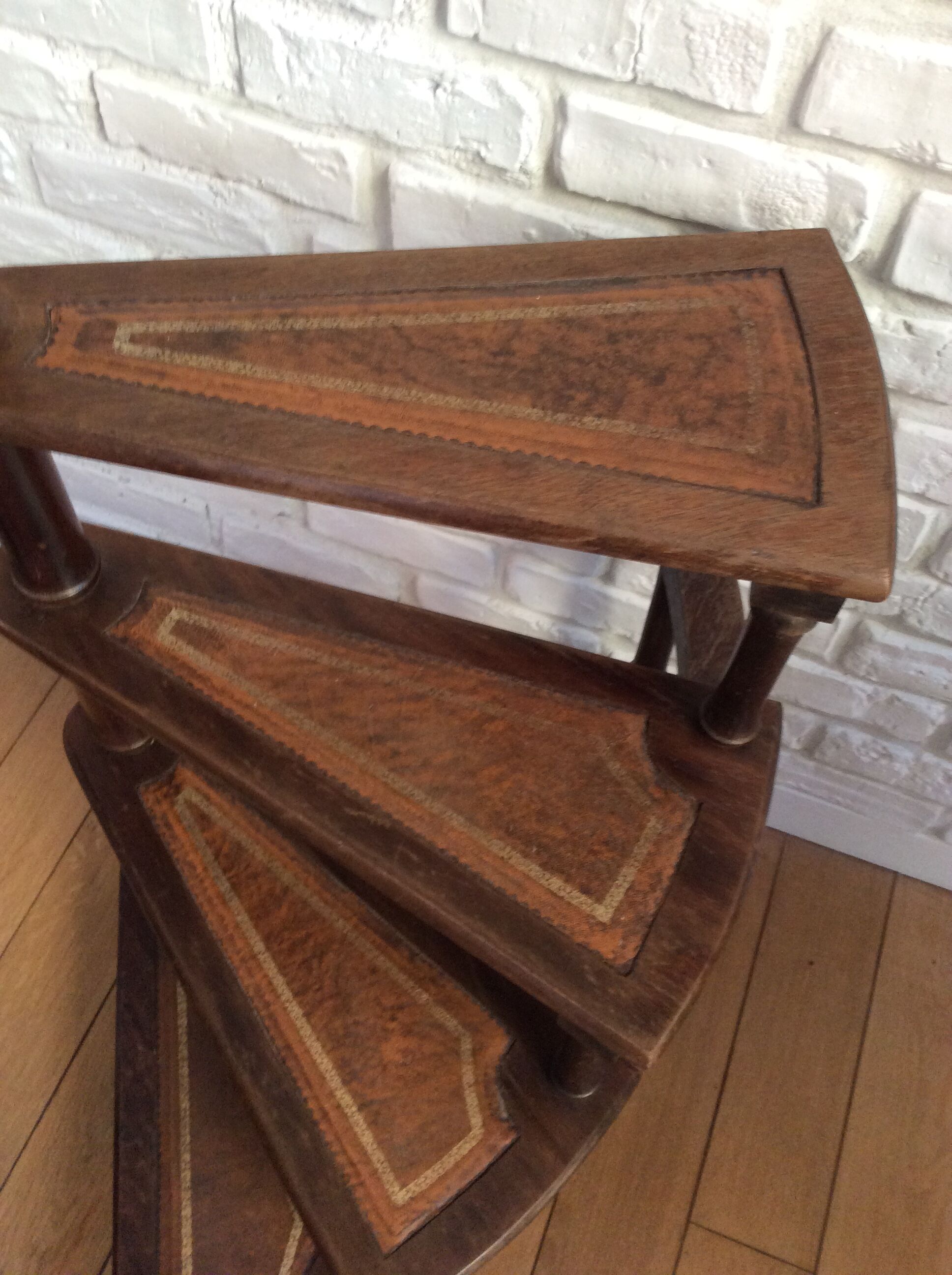 Wooden library staircase