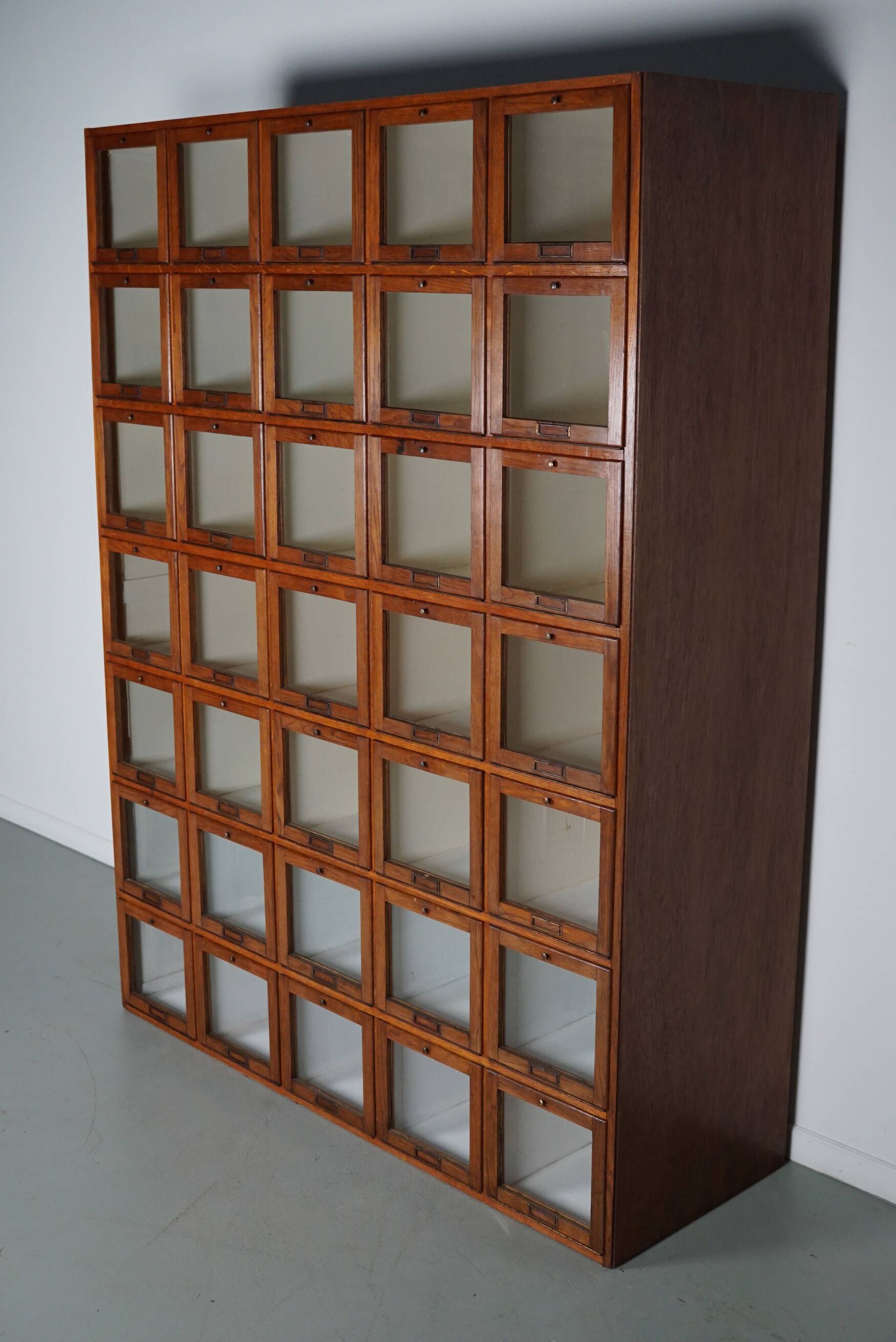 Antique Large Dutch Oak Haberdashery Shop Cabinet Folding Doors, 1920/30s