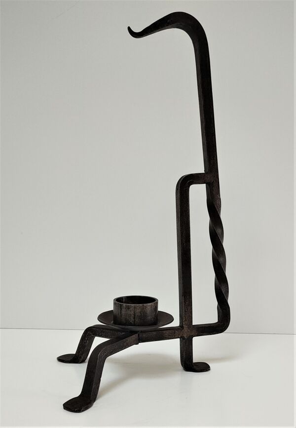 Bougeoir brutaliste design fer patine noire années 60