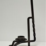 Brutalist candle holder design iron black patina 60s