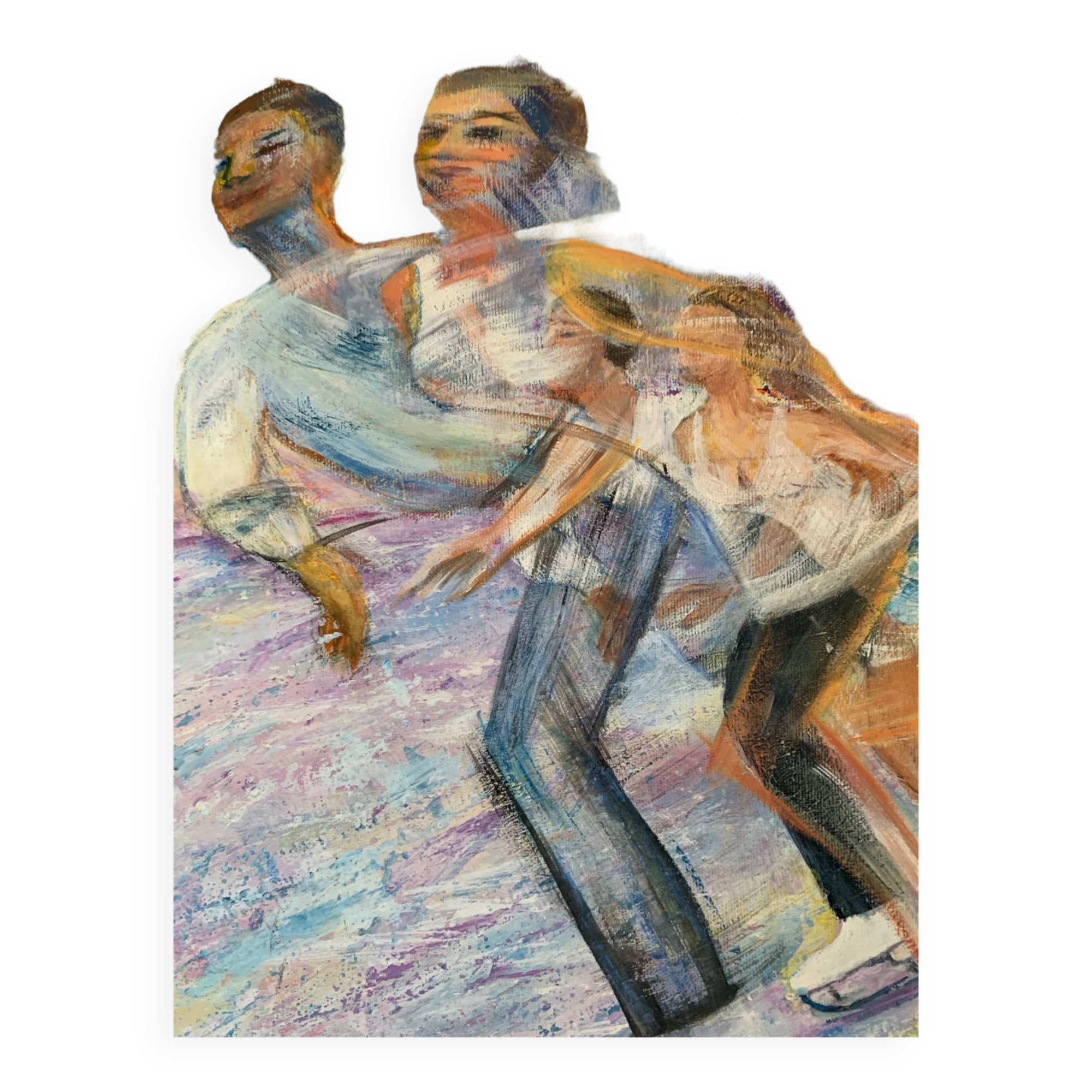 Oil on canvas ice skating